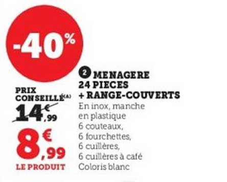 Ménagère 24 pièces + range-couverts
