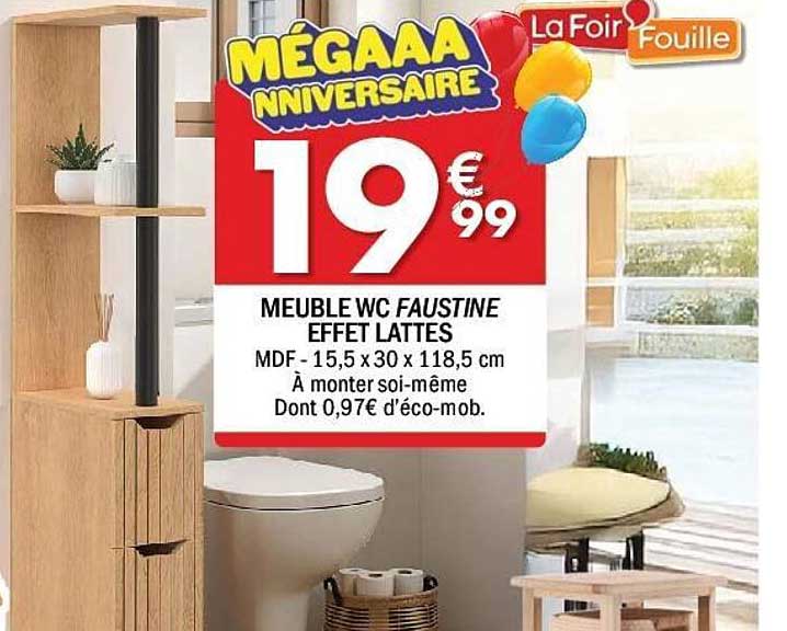 MEUBLE WC FAUSTINE EFFET LATTES