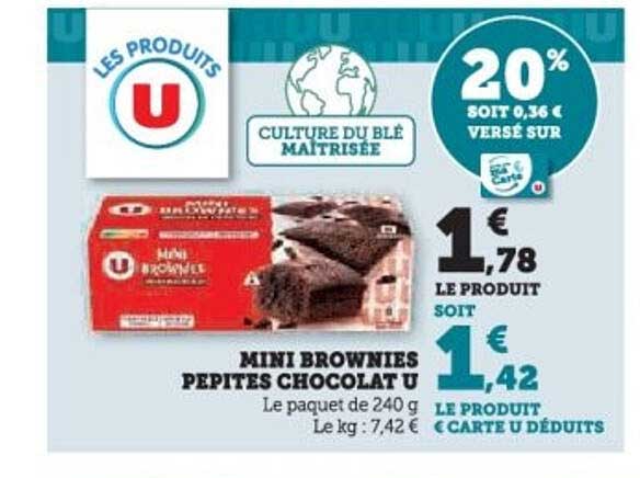 MINI BROWNIES PEPITES CHOCOLAT U