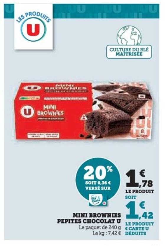 MINI BROWNIES PEPTITES CHOCOLAT U