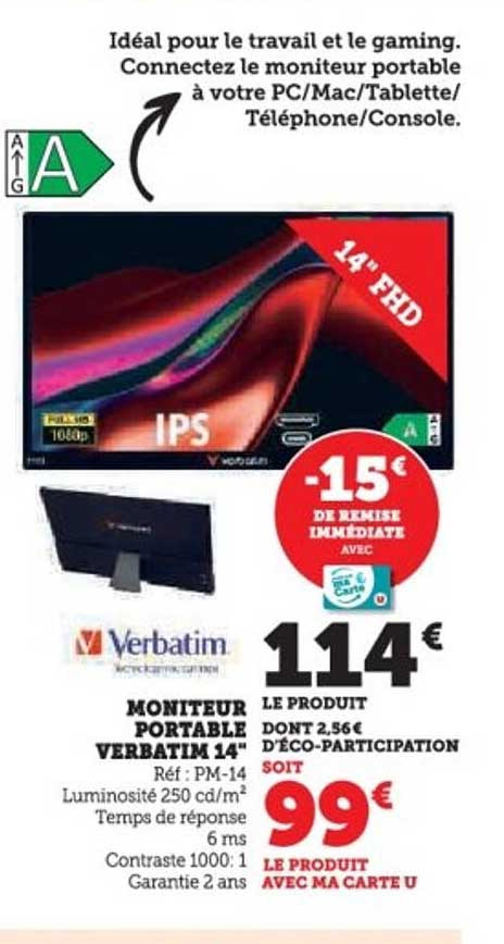 MONITEUR PORTABLE VERBATIM 14"