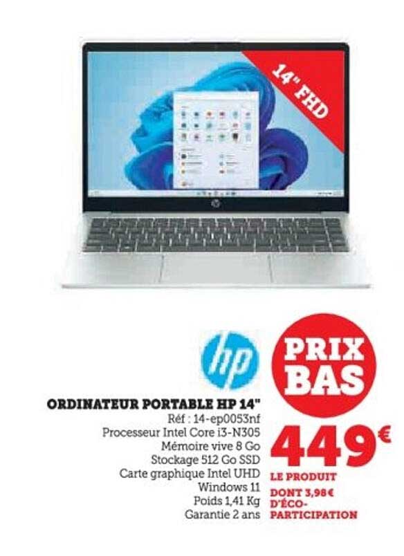 ORDINATEUR PORTABLE HP 14"