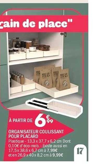 ORGANISATEUR COULISSANT POUR PLACARD