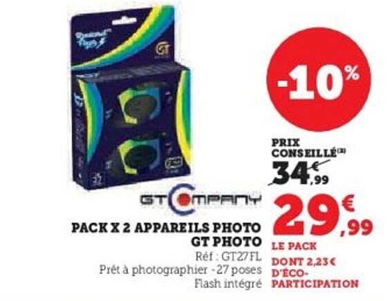 PACK X 2 APPAREILS PHOTO GT PHOTO
