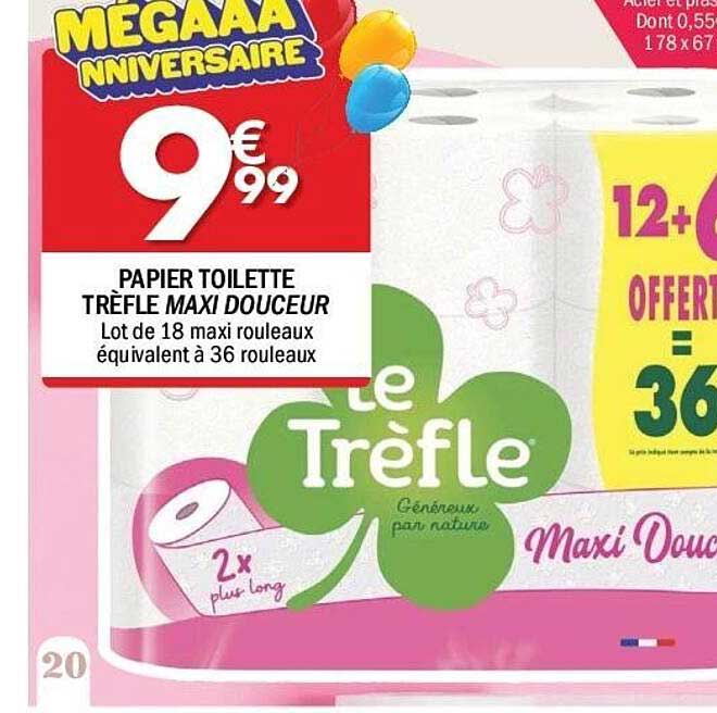 PAPIER TOILETTE TRÈFLE MAXI DOUCEUR
