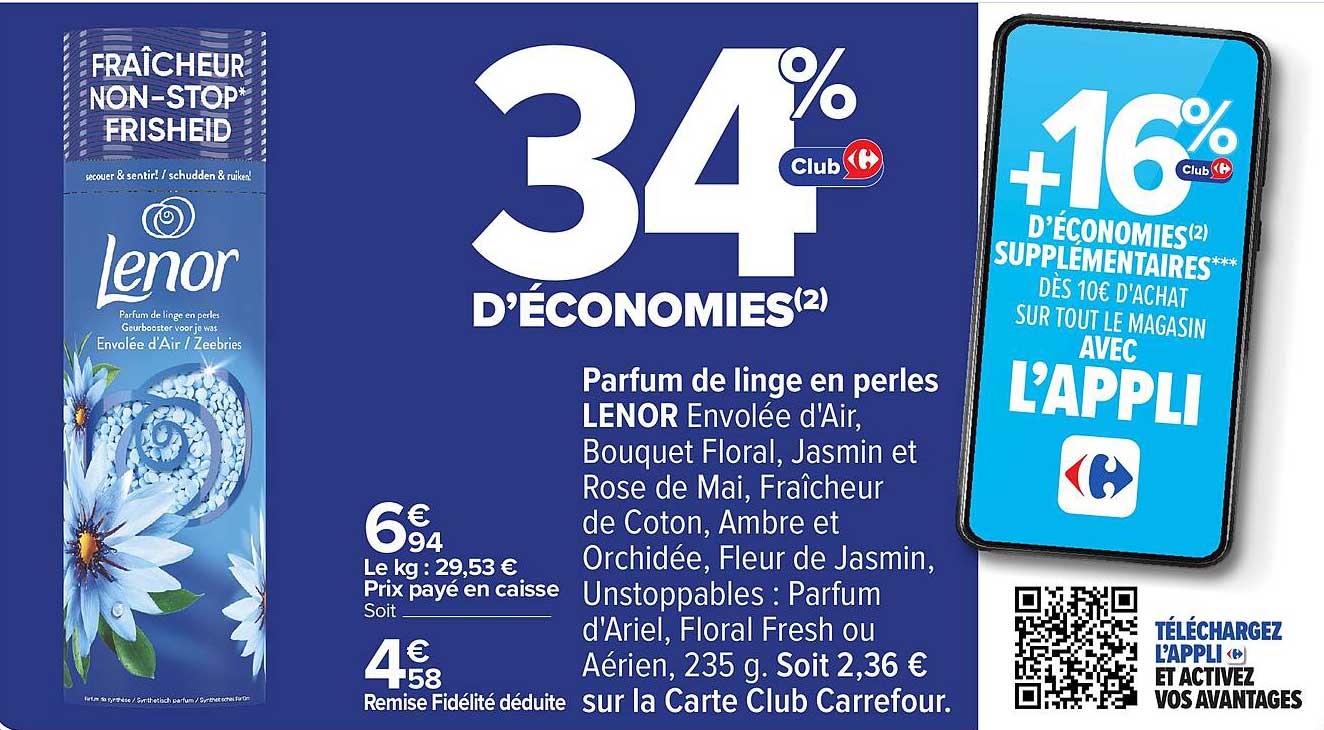 Parfum de linge en perles LENOR Envolée d'Air
