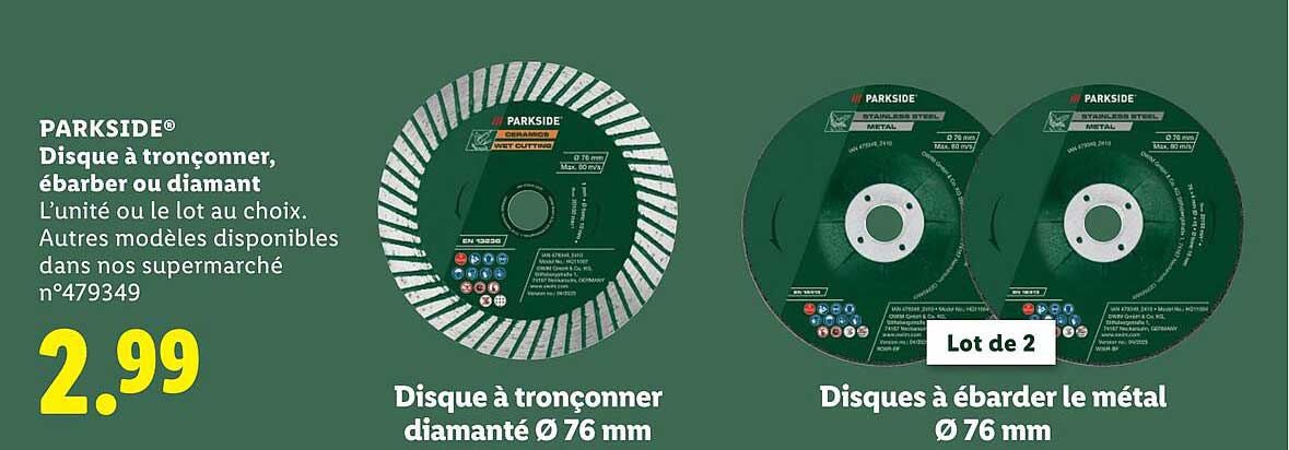 PARKSIDE® Disque à tronçonner, ébarber ou diamant