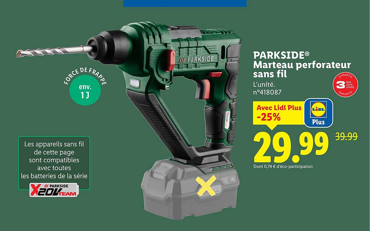 PARKSIDE® Marteau perforateur sans fil
