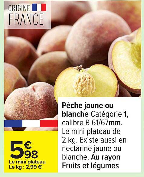 Pêche jaune ou blanche Catégorie 1