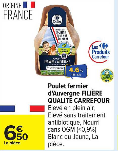 Poulet fermier d'Auvergne FILIÈRE QUALITÉ CARREFOUR