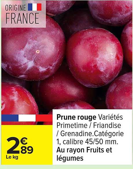 Prune rouge Variétés Primetime / Friandise / Grenadine