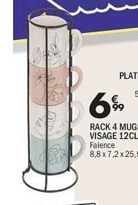 RACK 4 MUG VISAGE 12CL