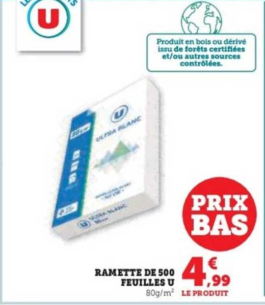 Ramette de 500 feuilles U
