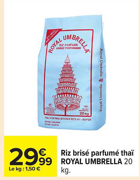 Riz brisé parfumé thaï ROYAL UMBRELLA 20 kg