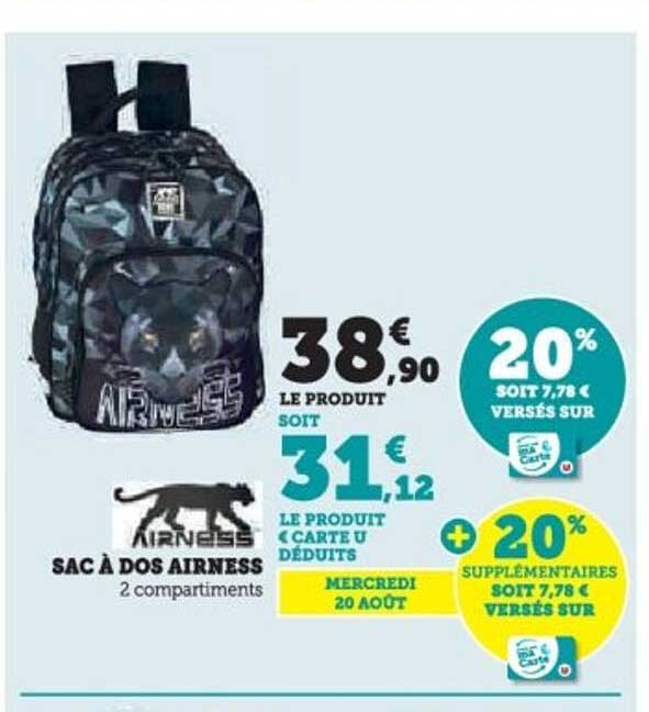 SAC À DOS AIRNESS 2 COMPARTIMENTS