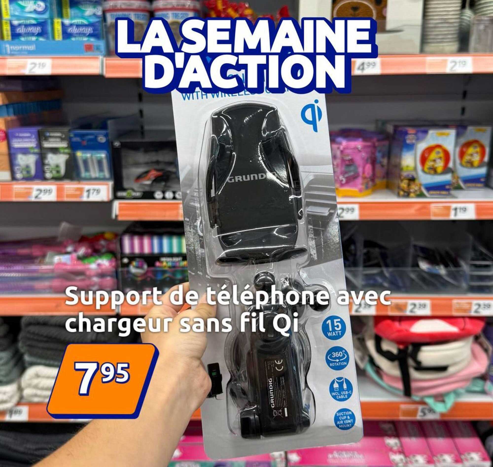Support de téléphone avec chargeur sans fil Qi