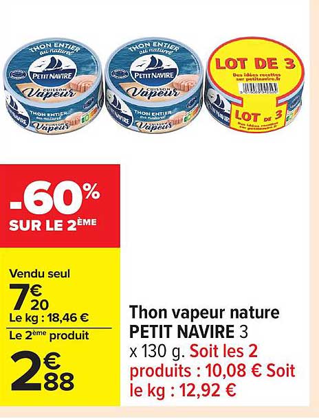 Thon vapeur nature PETIT NAVIRE 3
