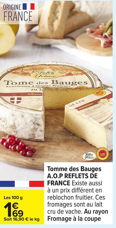 Tomme des Bauges A.O.P Réflexion de France