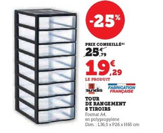 TOUR DE RANGEMENT 8 TIROIRS