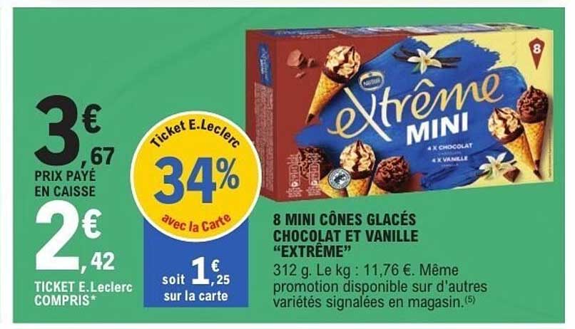 8 MINI CÔNES GLACÉS CHOCOLAT ET VANILLE "EXTRÊME"