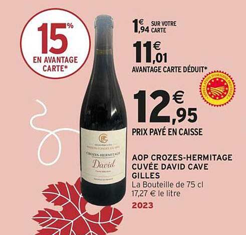 AOP CROZES-HERMITAGE CUVÉE DAVID CAVE GILLES