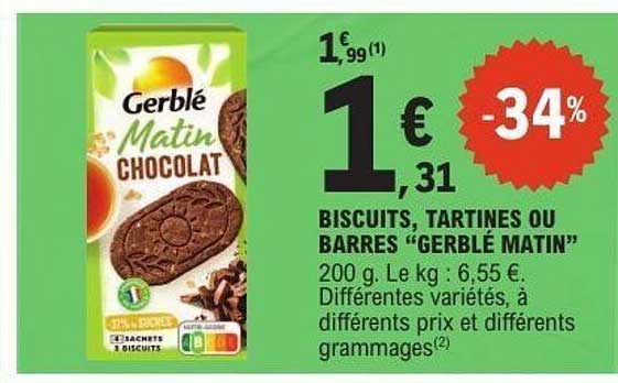 BISCUITS, TARTINES OU BARRES “GERBLÉ MATIN”