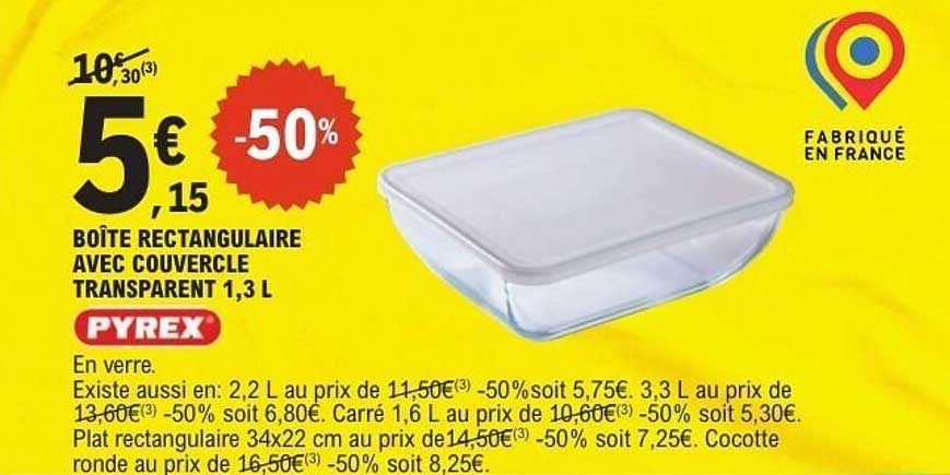 BOÎTE RECTANGULAIRE AVEC COUVERCLE TRANSPARENT 1,3 L
