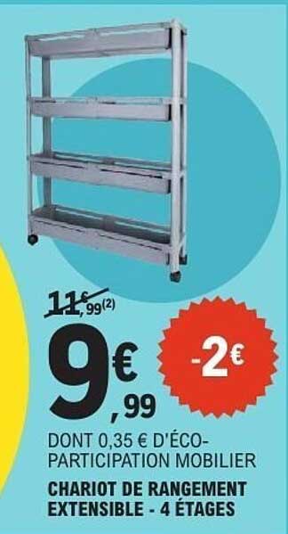 CHARIOT DE RANGEMENT EXTENSIBLE - 4 ÉTAGÉS