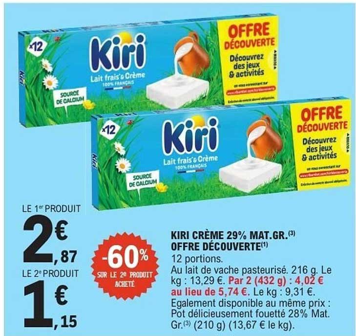 KIRI CRÈME 29% MAT.GR. OFFRE DÉCOUVERTE