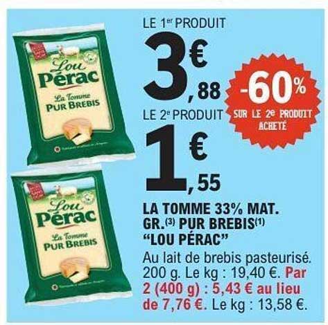 LA TOMME 33% MAT. GR. PUR BREBIS "LOU PÉRAC"