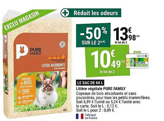 Litière végétale PURE FAMILY
