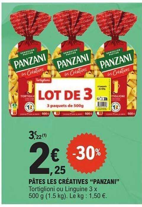 LOT DE 3 PÂTES LES CRÉATIVES "PANZANI"
