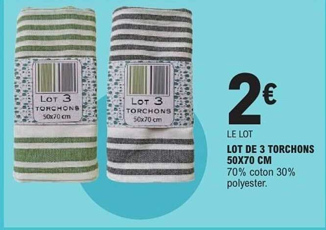 LOT DE 3 TORCHONS 50X70 CM