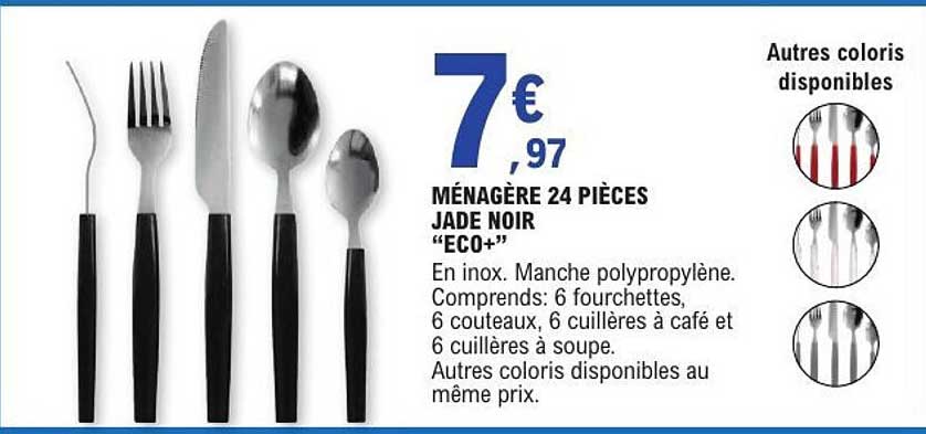 MÉNAGÈRE 24 PIÈCES JADE NOIR “ECO+”