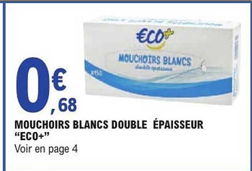 MOUCHOIRS BLANCS DOUBLE ÉPAISSEUR "ECO+"