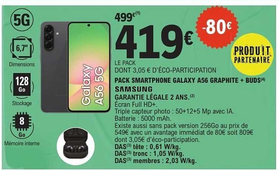 Pack Smartphone Galaxy A56 Graphite + Buds
