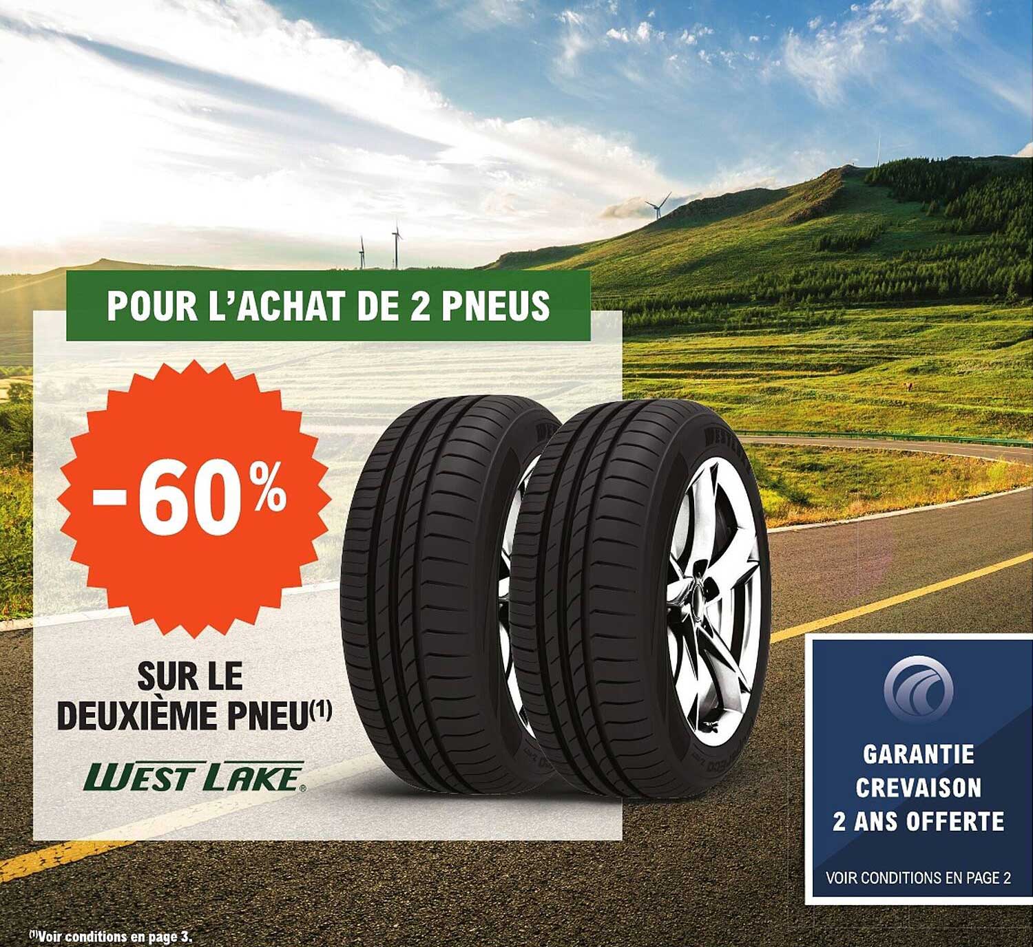 Pour l'achat de 2 pneus -60% sur le deuxième pneu