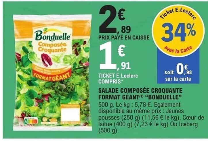 SALADE COMPOSÉE CROQUANTE FORMAT GÉANT"BONDUELLE"