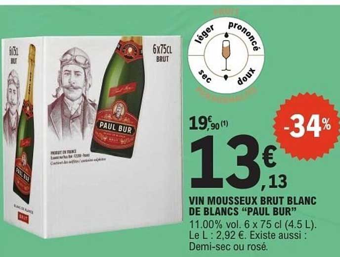 VIN MOUSSEUX BRUT BLANC DE BLANCS "PAUL BUR"
