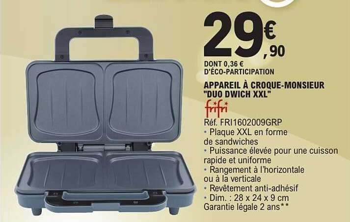 Croque-Monsieur Quatuor ‘Dwich XL FRIFRI - Plaques XL Anti Adhérentes