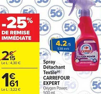 Spray Détachant Textile(d) CARREFOUR EXPERT Oxygen Power, 500 ml