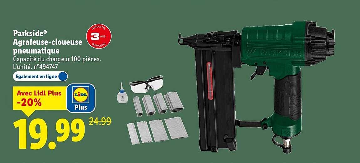 Parkside® Agrafeuse-cloueuse pneumatique