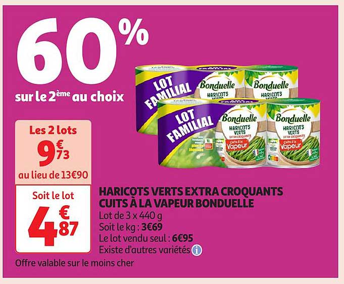 HARICOTS VERTS EXTRA CROQUANTS CUITS À LA VAPEUR BONDUELLE
