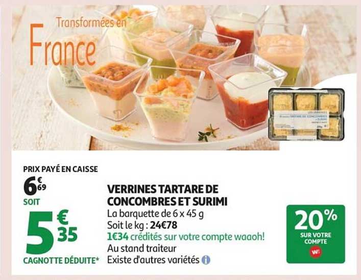 VERRINES TARTARE DE CONCOMBRES ET SURIMI