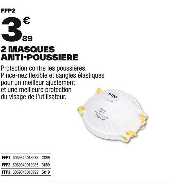 2 MASQUES ANTI-POUSSIERE