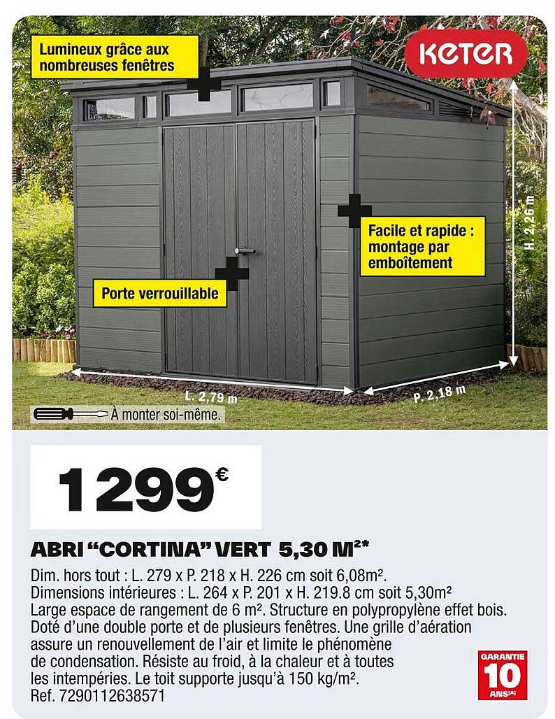 ABRI “CORTINA” VERT 5,30 M²*