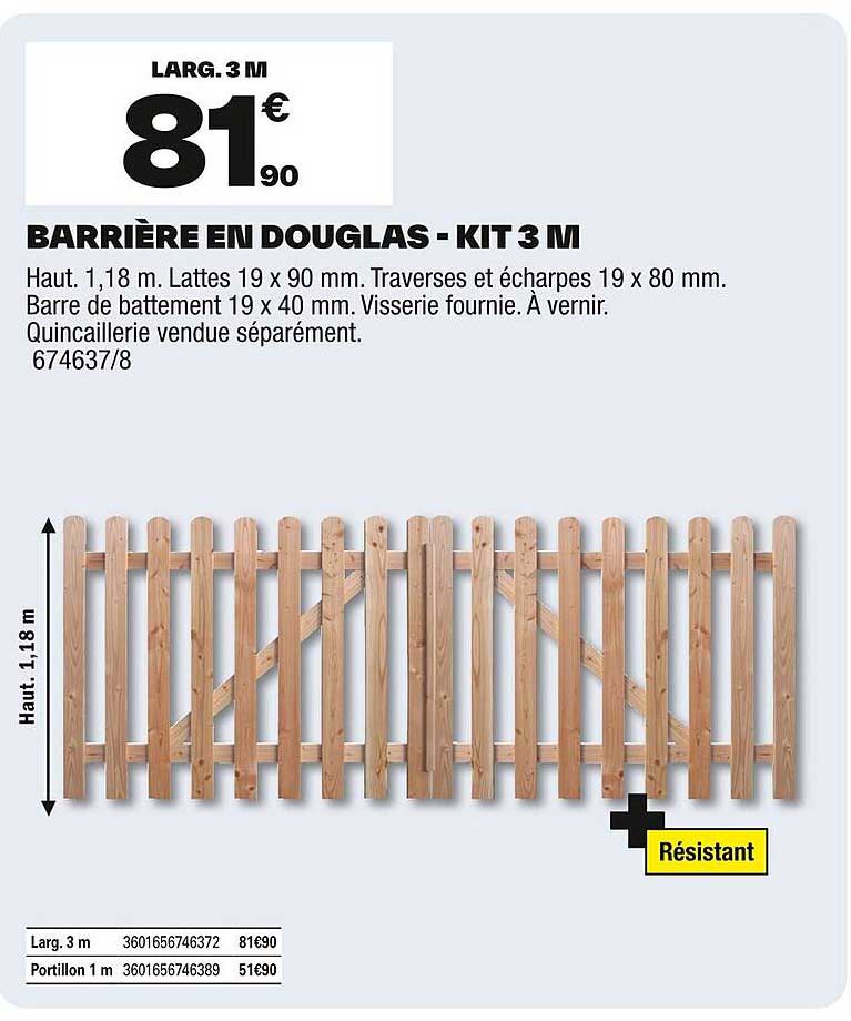BARRIÈRE EN DOUGLAS - KIT 3 M