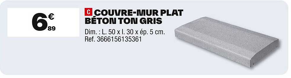 COUVRE-MUR PLAT BÉTON TON GRIS