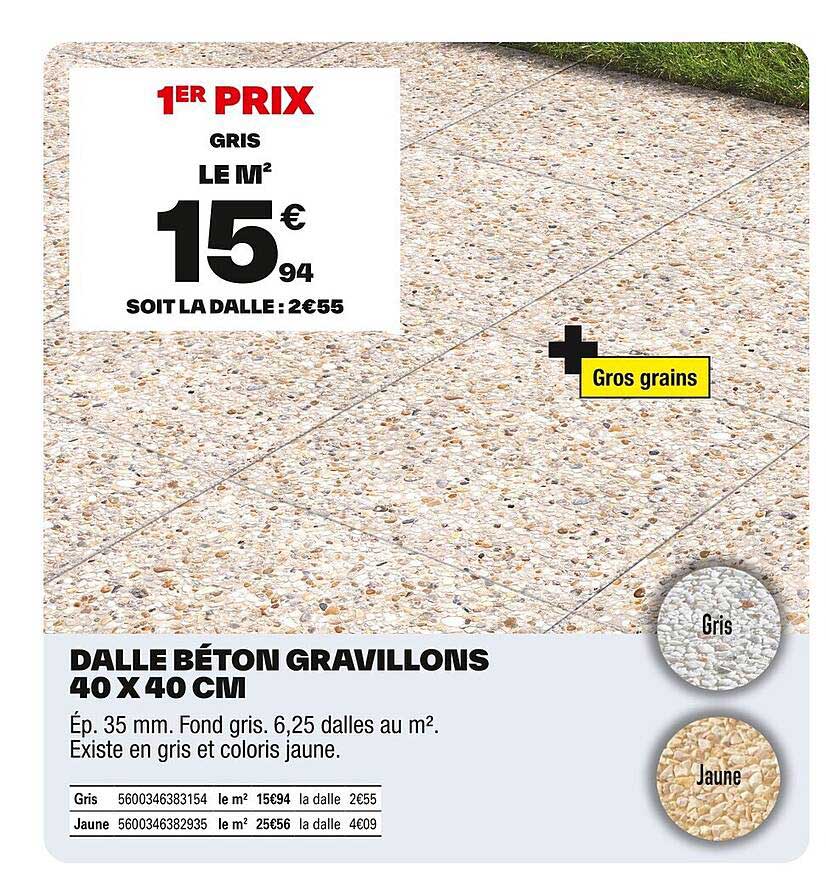 Dalle Béton Gravillons 40 x 40 CM
