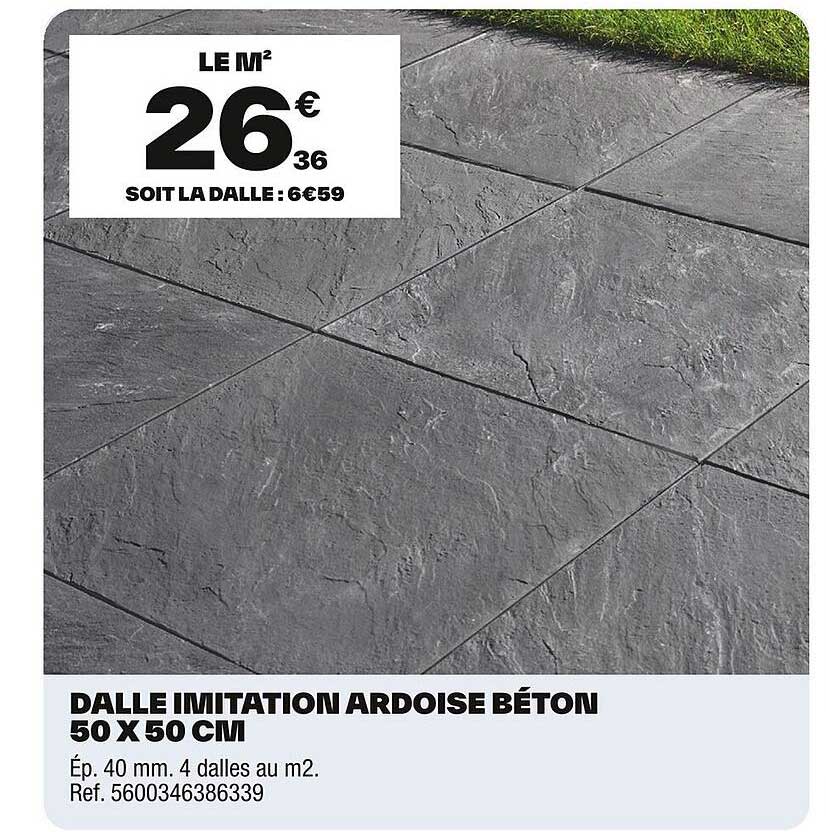 DALLE IMITATION ARDOISE BÉTON 50 X 50 CM